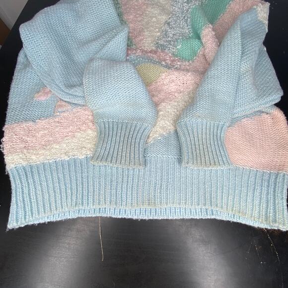 Vintage Pastel Embellished Bold Pattern Sweater - Women's Size M - Picture 4 of 6